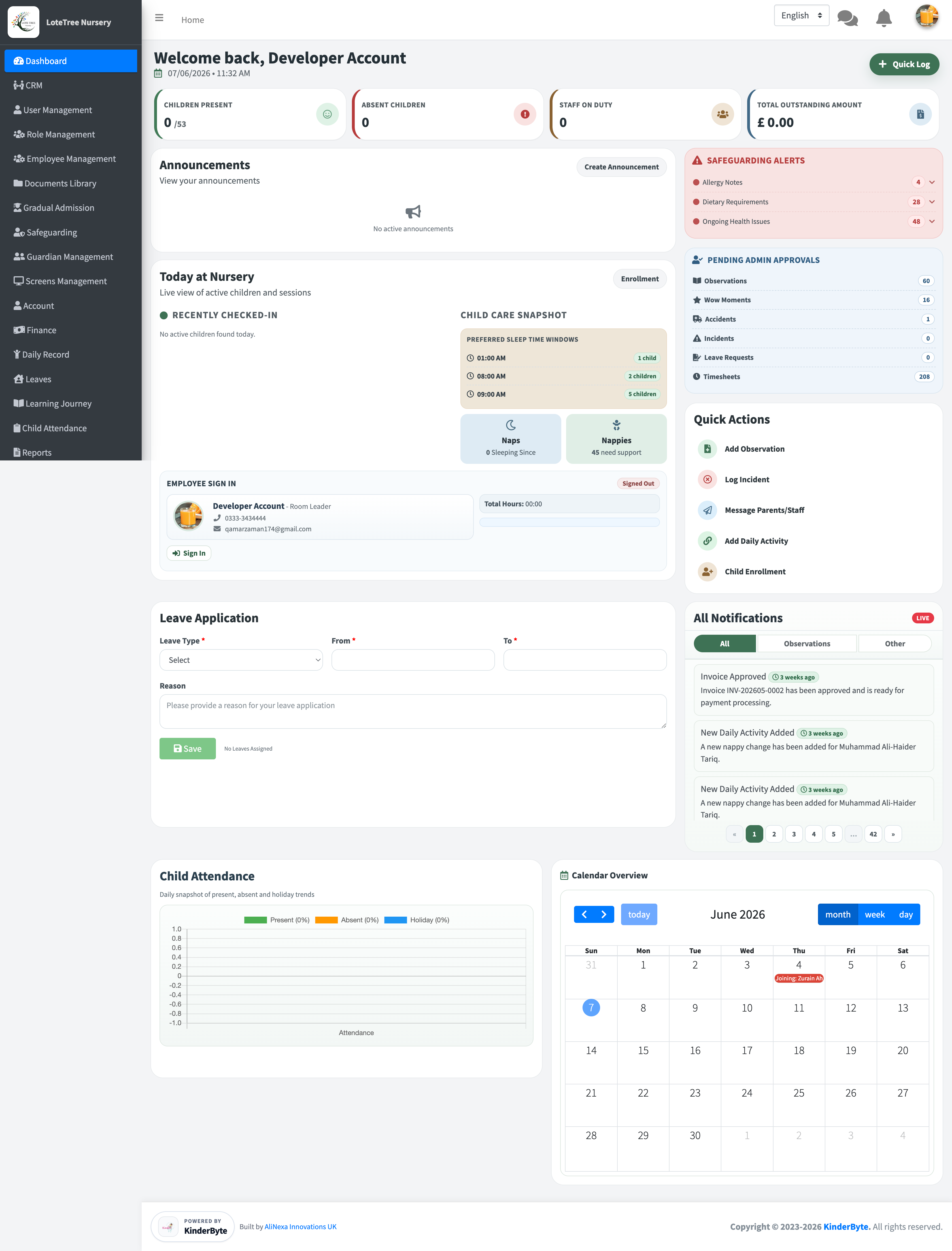 KinderByte Dashboard Preview
